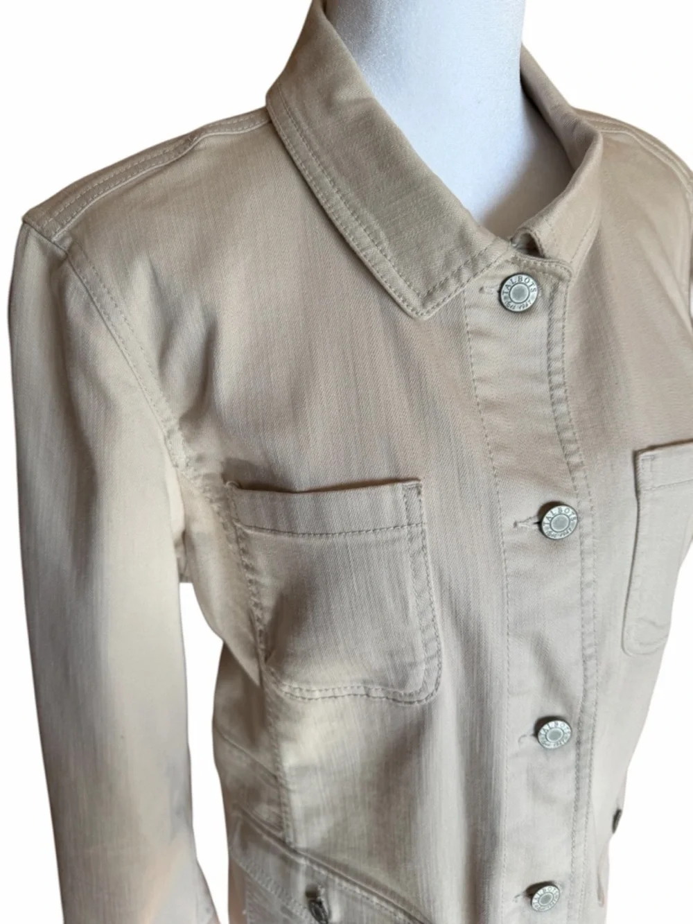 Talbots Petite Light Beige Jean Jacket with Front Buttons - Picture 9 of 14